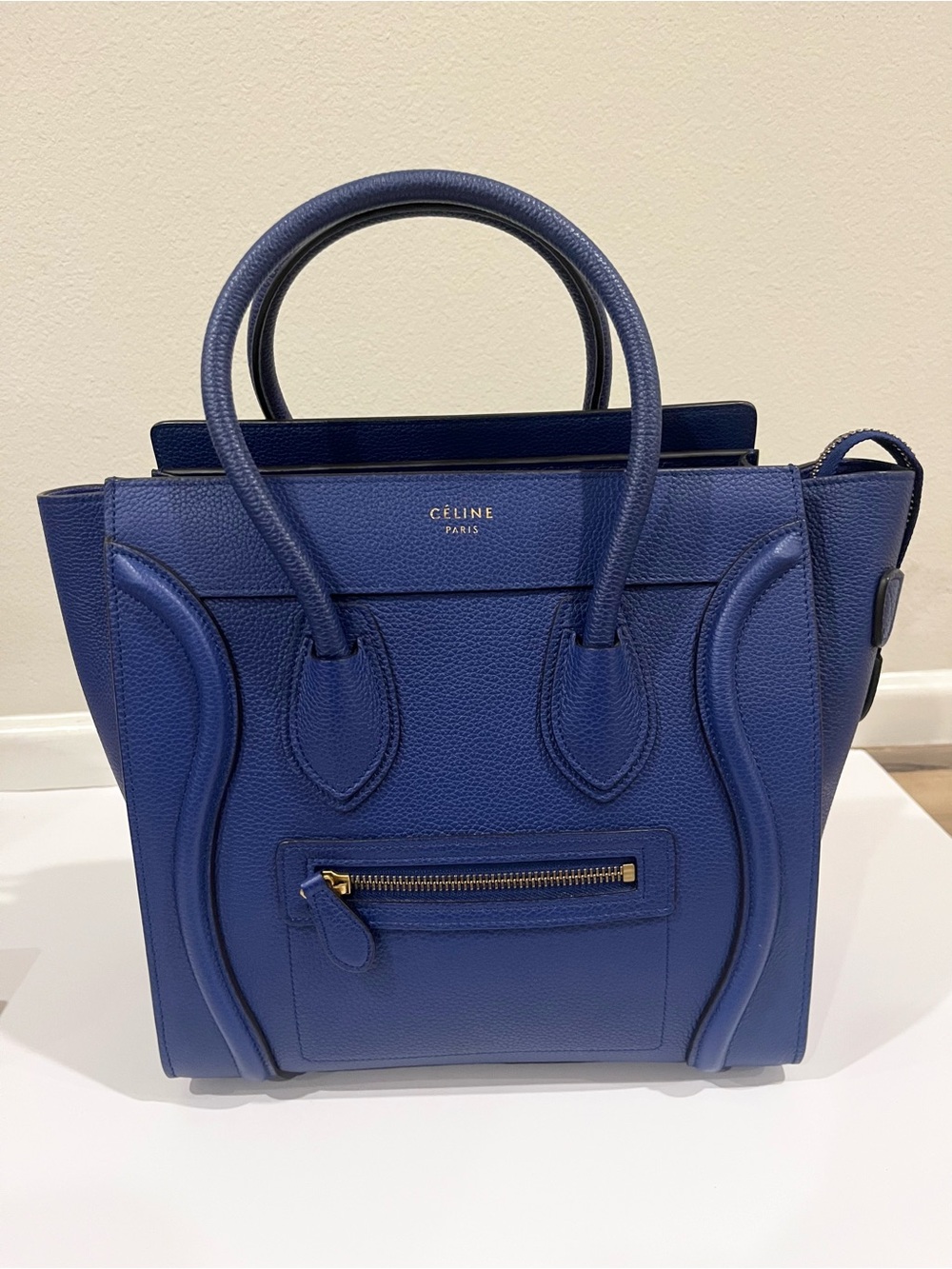Celine Navy blue calfskin micro luggage